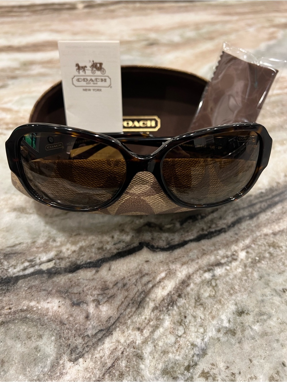Coach ‘Allie’ Dark Tortoise Sunglasses w/Brown Gradient Lenses and Gold Accent